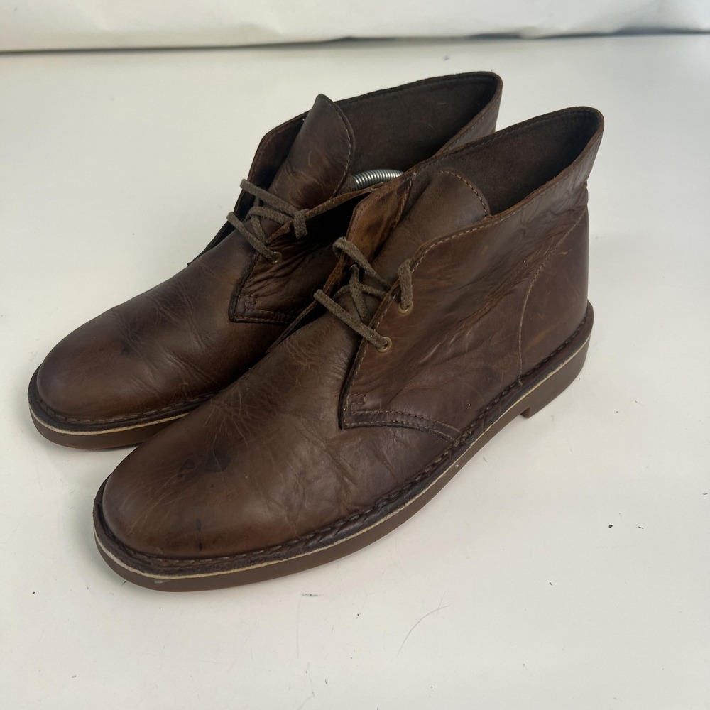 Clarks Chukka Boots‎ Mens Size 11 Brown Leather Lace Up Cushioned Casual